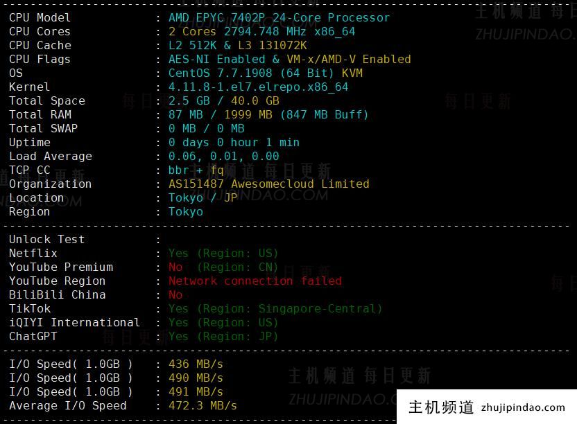六六云日本VPS:便宜建站机,576元/年/2核2G/40G NVMe/1.5TB流量@50-100M带宽,日本软银大陆优化线路