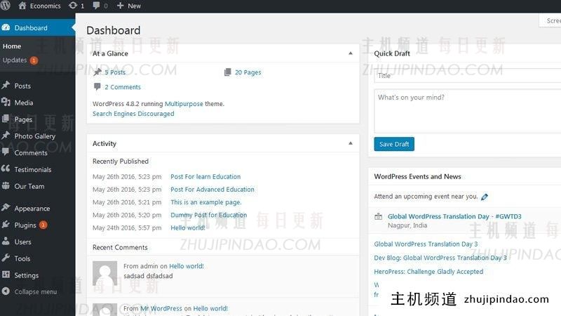 什么是 WordPress Dashboard 11组件和使用技巧