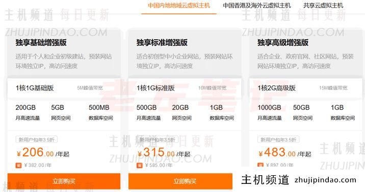 阿里云独享虚拟主机