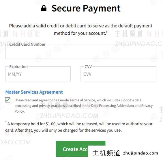 LINODE只支持信用卡付款