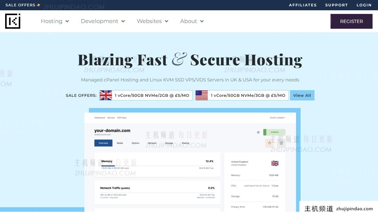 Kuroit American Ashburn机房VPS每月支付3,1gb/15g NVME/1tb流量@10Gbps带宽。-主机频道