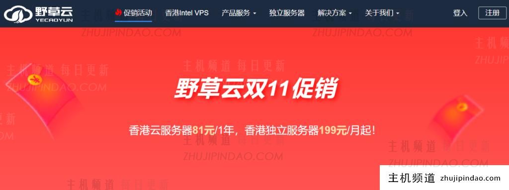 椰草云双11活动:香港云服务器81元/年,香港实体服务器199元/月(特价香港云服务器)-主机频道